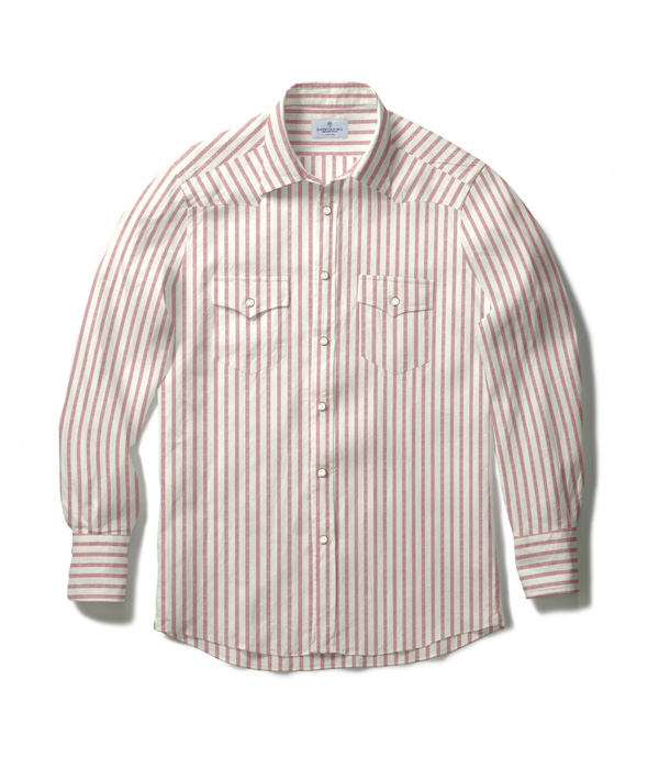 【SIDOGRAS Organic Cotton】レッド オックス ストライプ ウエスタンシャツ