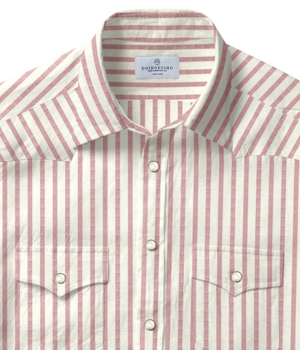 【SIDOGRAS Organic Cotton】レッド オックス ストライプ ウエスタンシャツ