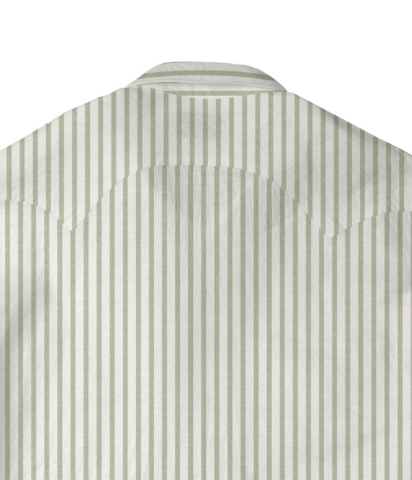 【SIDOGRAS Organic Cotton】カーキ オックス ストライプ ウエスタンシャツ