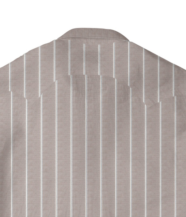 【SIDOGRAS Organic Cotton】ブラウン×ネイビー オックス ストライプ ウエスタンシャツ