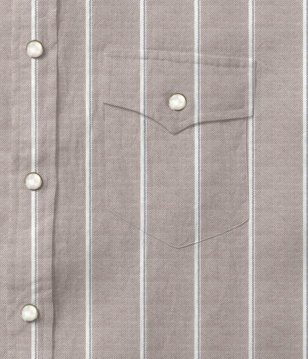 【SIDOGRAS Organic Cotton】ブラウン×ネイビー オックス ストライプ ウエスタンシャツ