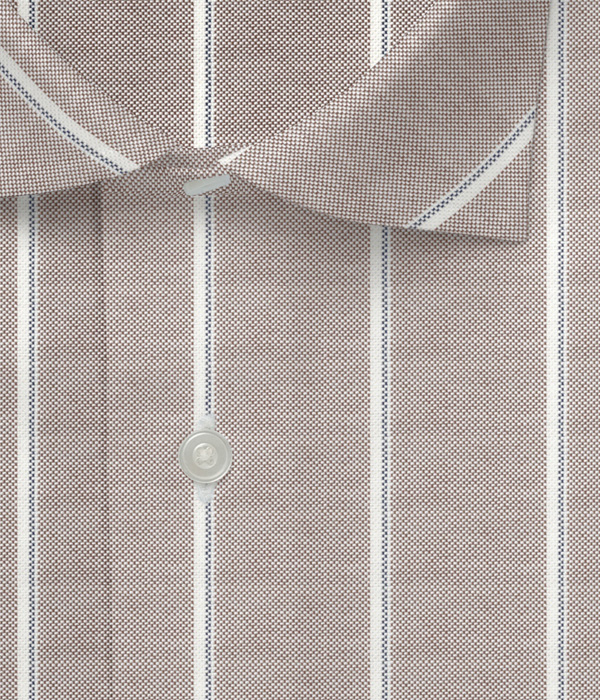 【SIDOGRAS Organic Cotton】ブラウン×ネイビー オックス ストライプ ドレスシャツ