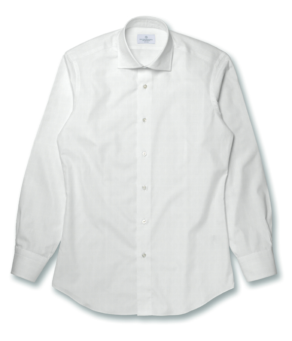 【THOMAS MASON｜Gold Line】140番手双糸 ホワイト ドビー ヘリンボン ドレスシャツ（Made to Measure）