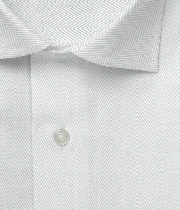 【THOMAS MASON｜Gold Line】140番手双糸 ホワイト ドビー ヘリンボン ドレスシャツ（Easy Order/長袖）
