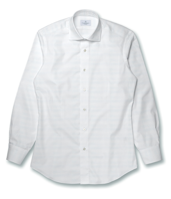 【THOMAS MASON｜Gold Line】140番手双糸 ホワイト ツイル 無地 ドレスシャツ（Easy Order）