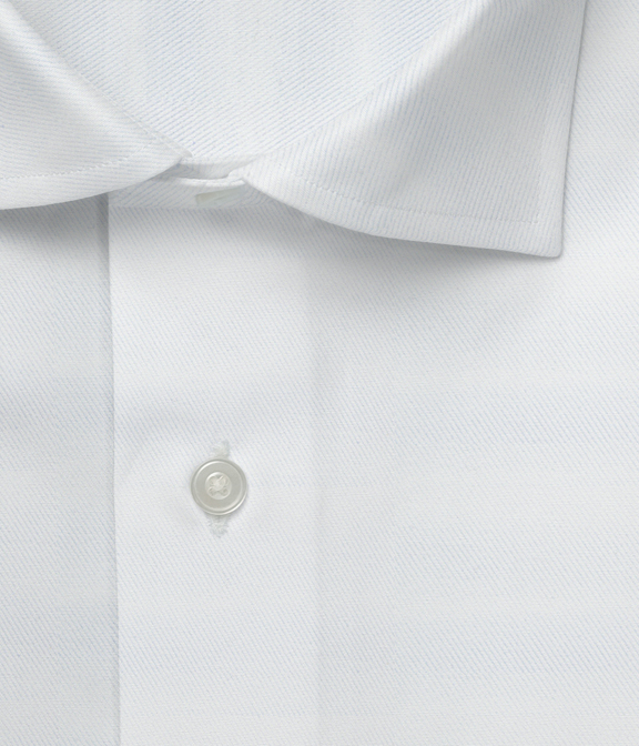 【THOMAS MASON｜Gold Line】140番手双糸 ホワイト ツイル 無地 ドレスシャツ