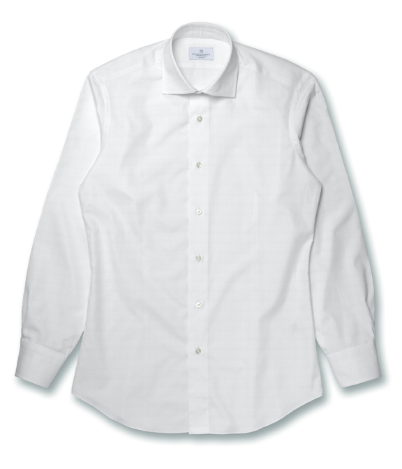 【THOMAS MASON｜Gold Line】140番手双糸 ホワイト ドビー ヘリンボン ドレスシャツ