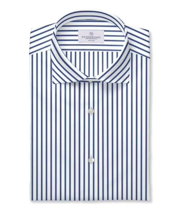 【THOMAS MASON】サックス×ネイビー ブロード ストライプ ドレスシャツ