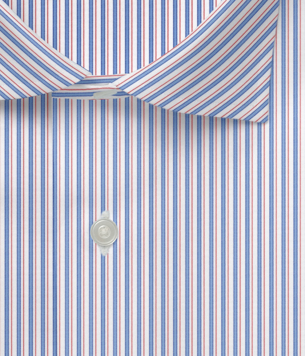 【THOMAS MASON】レッド×サックス ブロード ストライプ ドレスシャツ