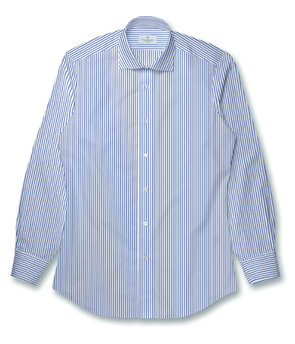 【IMPORTED】Monti ブルー×サックス ストライプ ドレスシャツ（Easy Order/長袖）