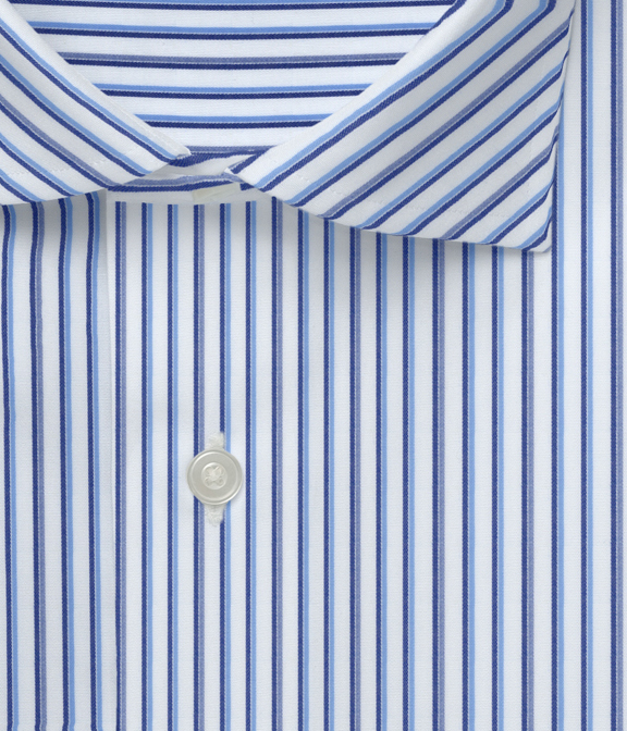 【IMPORTED】Monti ブルー×サックス ストライプ ドレスシャツ（Easy Order/長袖）