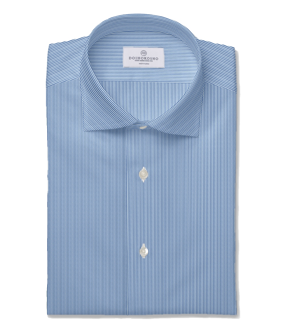 【IMPORTED】Albini ストレッチ ネイビー キャンディストライプ ドレスシャツ