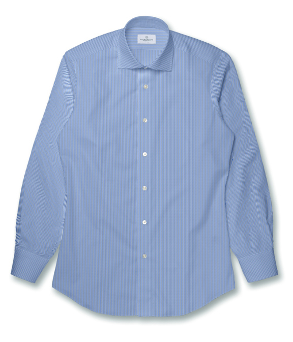 【SOKTAS】形態安定 ブルー キャンディストライプドレスシャツ（Made To Measure）