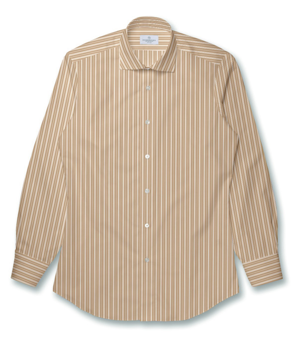 【SIDOGRAS】ベージュ地付きストライプ ドレスシャツ