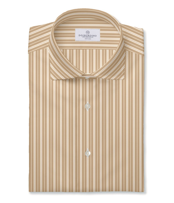 【SIDOGRAS】ベージュ地付きストライプ ドレスシャツ