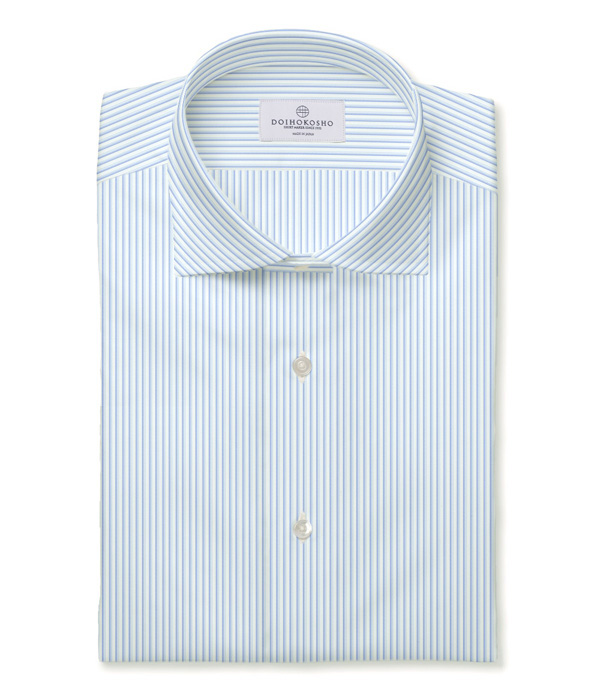 【SIDOGRAS】サックス ツイル ストライプ ドレスシャツ