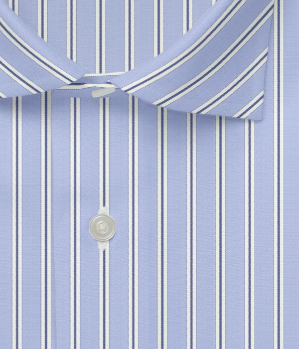 【SIDOGRAS】ブルー地付き ツイル ストライプ ドレスシャツ