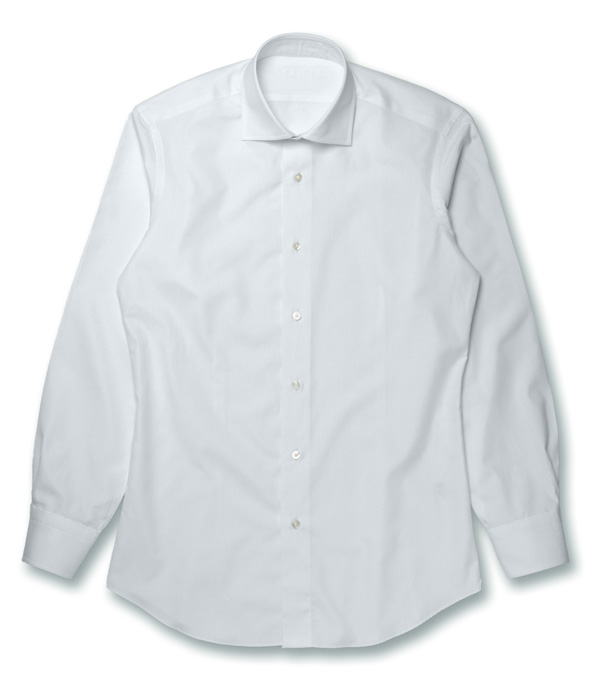 【SIDOGRAS】イージーケア ホワイト ブロード 無地 ドレスシャツ