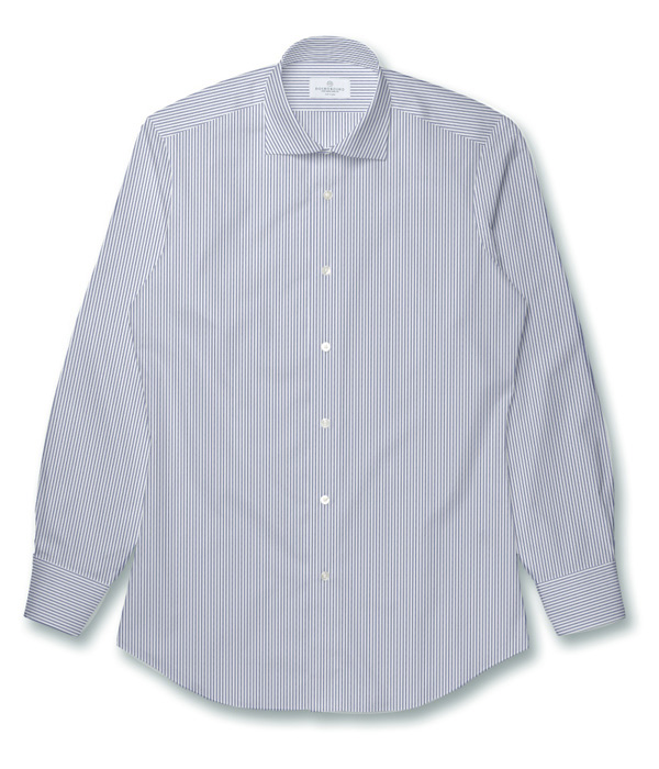 【Albini】ブルー ドビー ストライプ ドレスシャツ