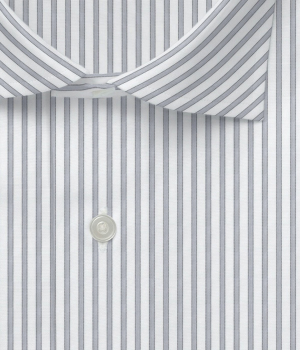 【Albini】グレー ドビー ストライプ ドレスシャツ