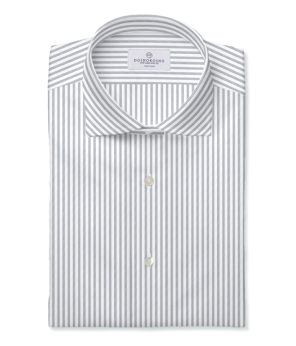 【Albini】グレー ドビー ストライプ ドレスシャツ