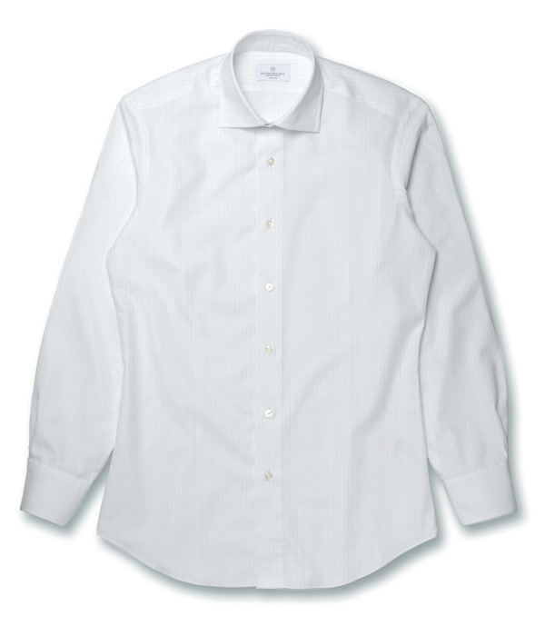【Albini】ホワイト ドビー ストライプ ドレスシャツ
