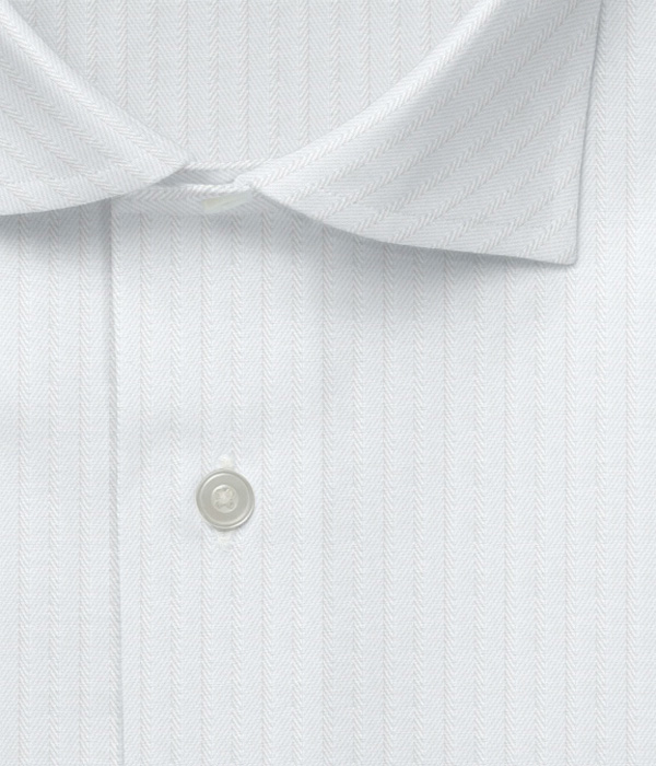 【Albini】ホワイト ドビー ストライプ ドレスシャツ