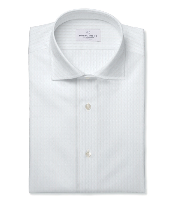 【Albini】ホワイト ドビー ストライプ ドレスシャツ