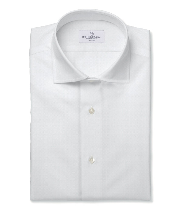 【Albini】ホワイト オックス 無地 ドレスシャツ
