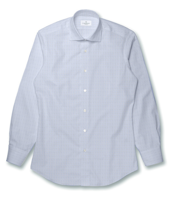 【Albini】サックス ピンヘッドオックス 無地 ドレスシャツ