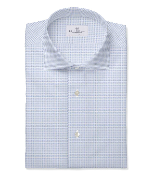 【Albini】サックス ピンヘッドオックス 無地 ドレスシャツ