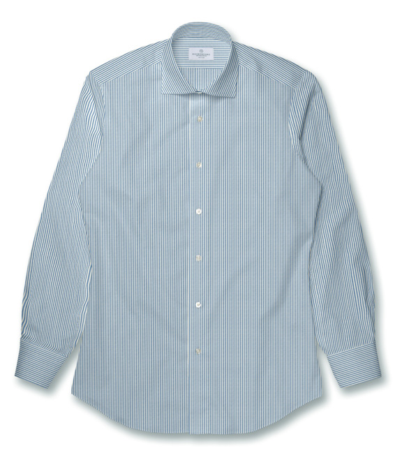 【REDA】ウール ブルー ストライプ ドレスシャツ（Easy Order）