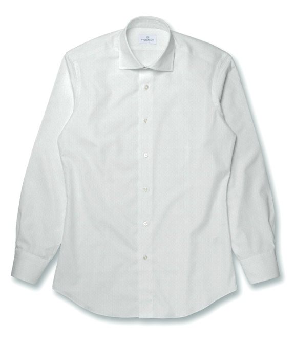 【Leggiuno】ホワイト ジャガード 小花柄 ドレスシャツ（Made To Measure）