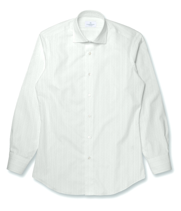 【Leggiuno】ホワイト ドビー ストライプ ドレスシャツ
