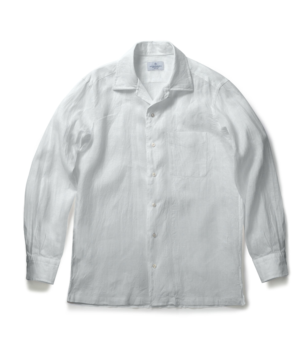 【Albini Linen】ホワイトリネン オープンカラーシャツ