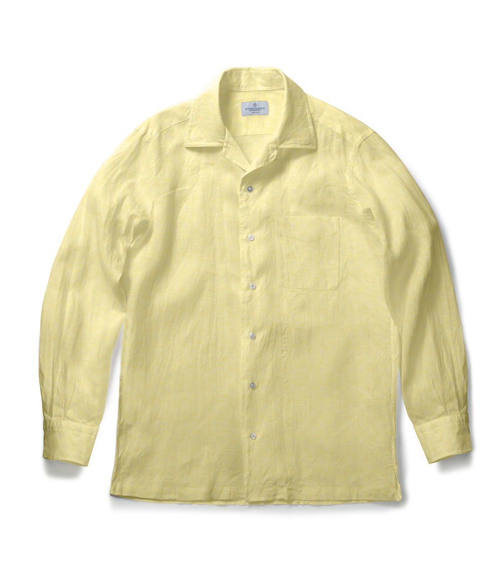 【Albini Linen】イエローリネン オープンカラーシャツ