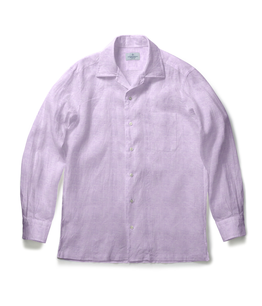 【Albini Linen】パープルリネン オープンカラーシャツ