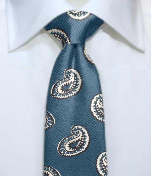 【インポート】ブルー ペイズリープリント ネクタイ