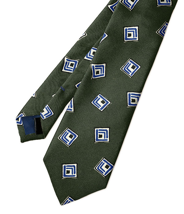 【インポート】グリーン モチーフプリント ネクタイ