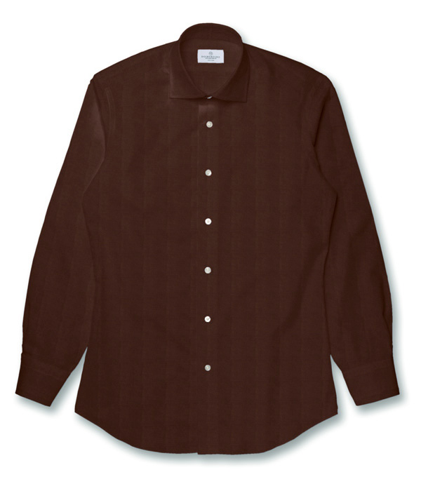 【まとめ買い対象】ブラウンブロード無地シャツ
