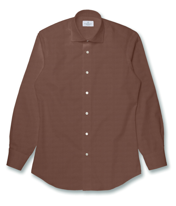 【まとめ買い対象】ブラウンブロード無地シャツ