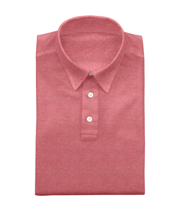 【COOLMAX】綿ポリ レッド 鹿の子 無地 ポロシャツ