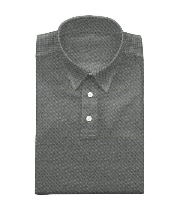 【COOLMAX】綿ポリ グレー 鹿の子 無地 ポロシャツ