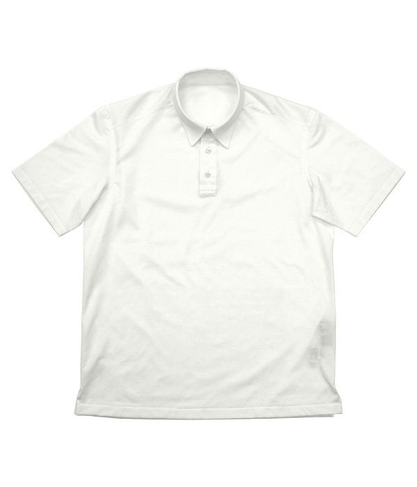 綿ナイロン ホワイト スムース 無地 ポロシャツ