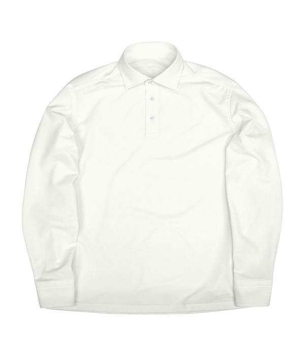 綿ナイロン ホワイト スムース 無地 ポロシャツ