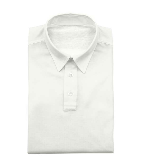 綿ナイロン ホワイト スムース 無地 ポロシャツ