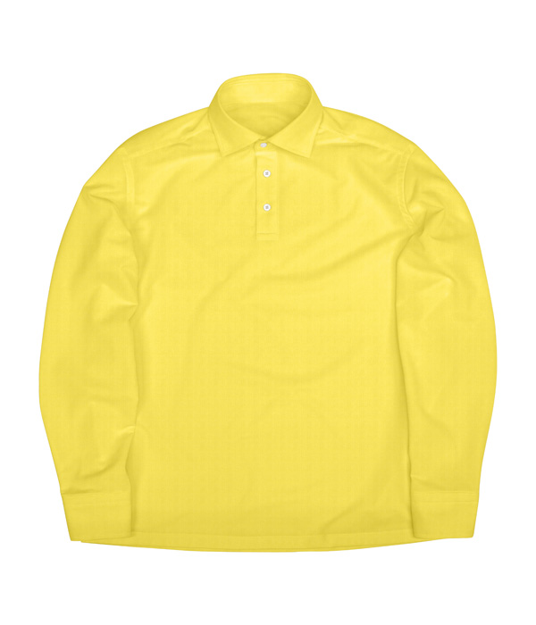 綿ナイロン イエロー スムース 無地 ポロシャツ