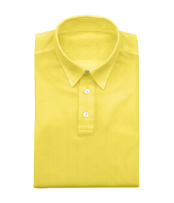 綿ナイロン イエロー スムース 無地 ポロシャツ