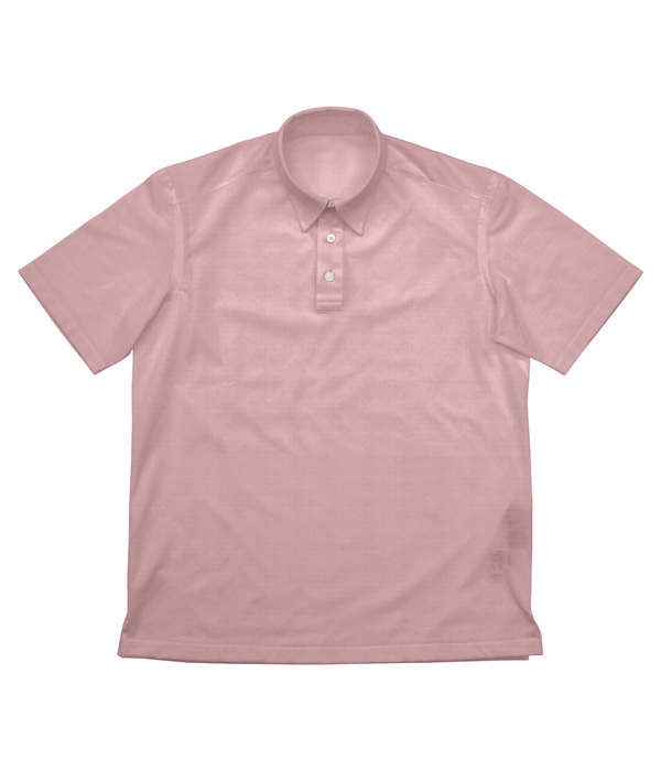 綿ナイロン ピンク スムース 無地 ポロシャツ