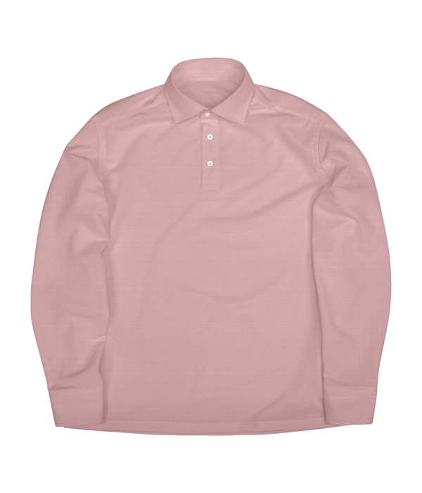 綿ナイロン ピンク スムース 無地 ポロシャツ